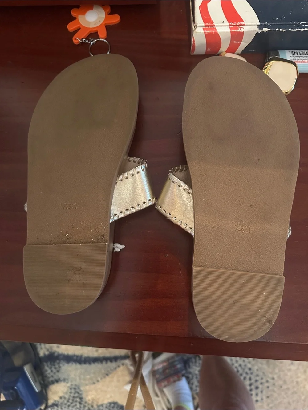 Jack Rogers Gold Metallic Slide Sandals